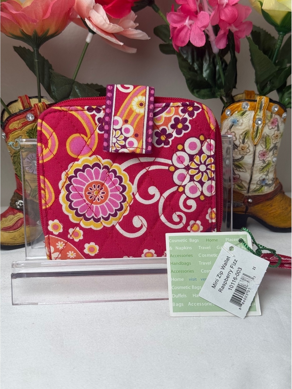 NWT Vera Bradley Mini Zip Around Wallet - Raspberry Fizz Pattern - Pocket Wallet